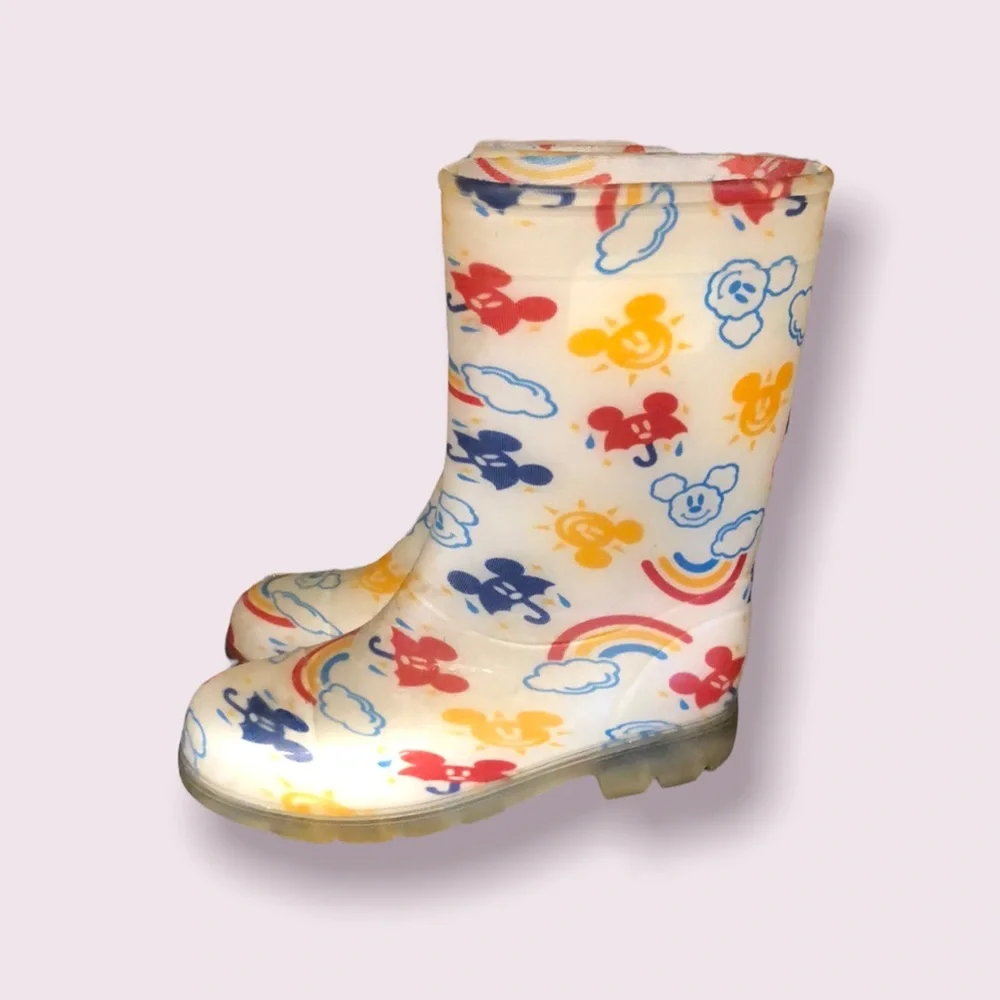 Disney Resorts Tokyo Mickey‎ Mouse rainbow rubber rain boots size S (1-2year)